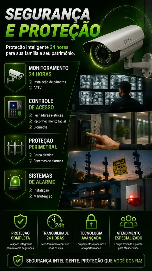 Banner de segurança, monitoramento, controle de acesso e alarmes