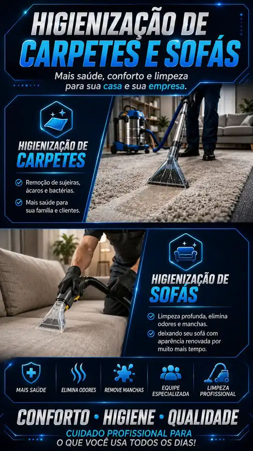Banner de higienização de carpetes e sofás