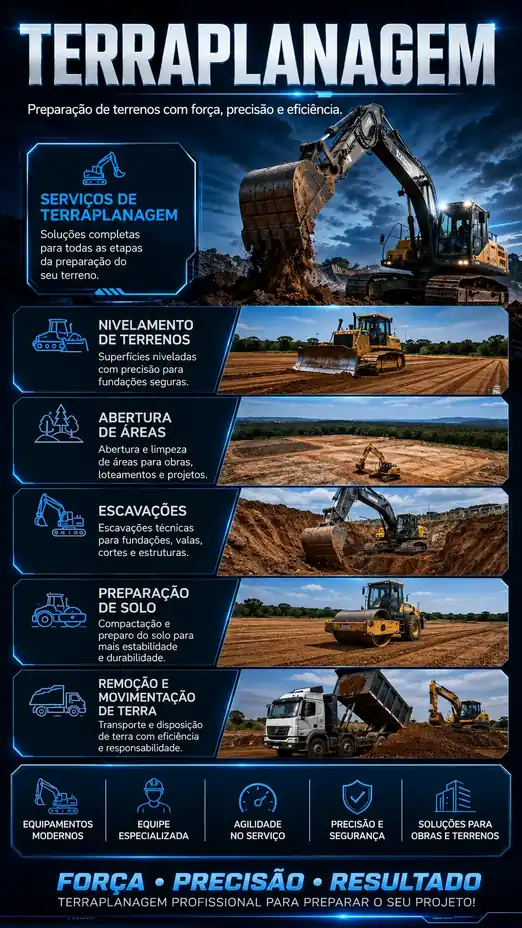 Banner de serviços de terraplanagem