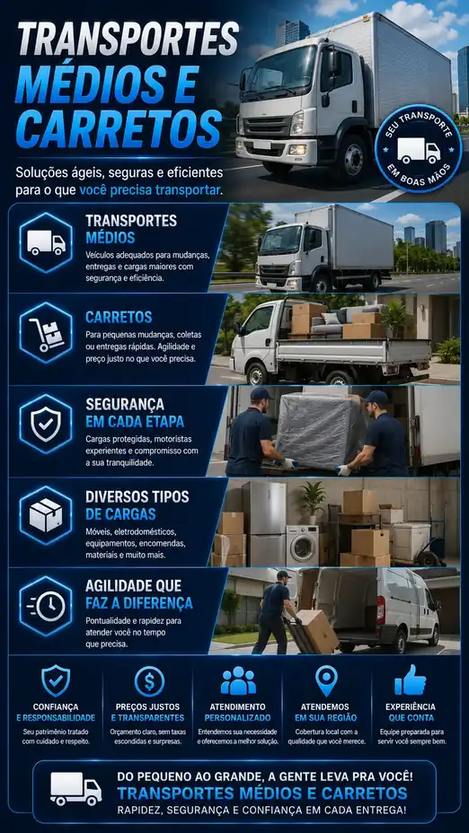 Banner de transportes médios e carretos